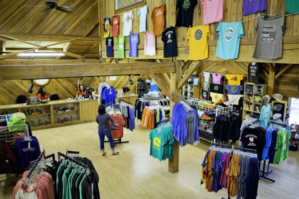 the river expeditions store with shirts and gear