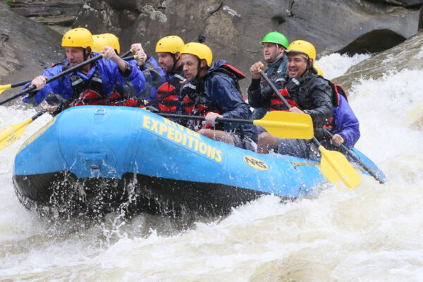 rafters after coming down a rapid River Expeditions West Virginia