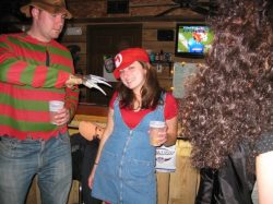 a girl in a mario costume