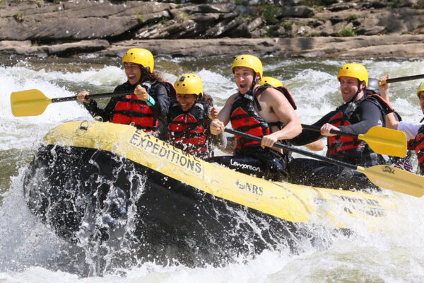 group of whitewater rafters enjoy their trip River Expeditions West Virginia