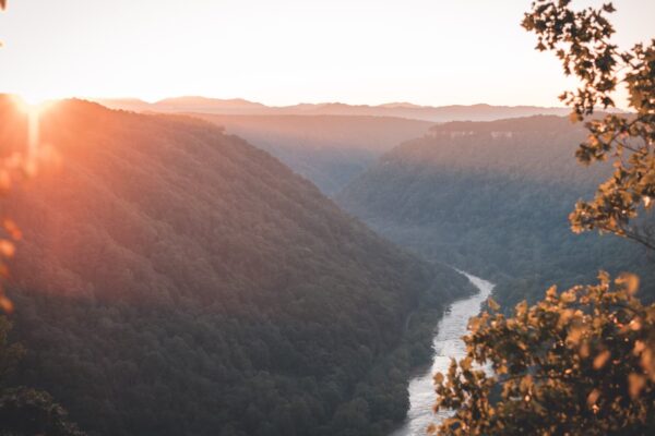 a scenic photo from up high of the river below