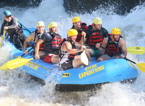 group of rafters during their two day trip on the Upper Gauley River Expeditions West Virginia